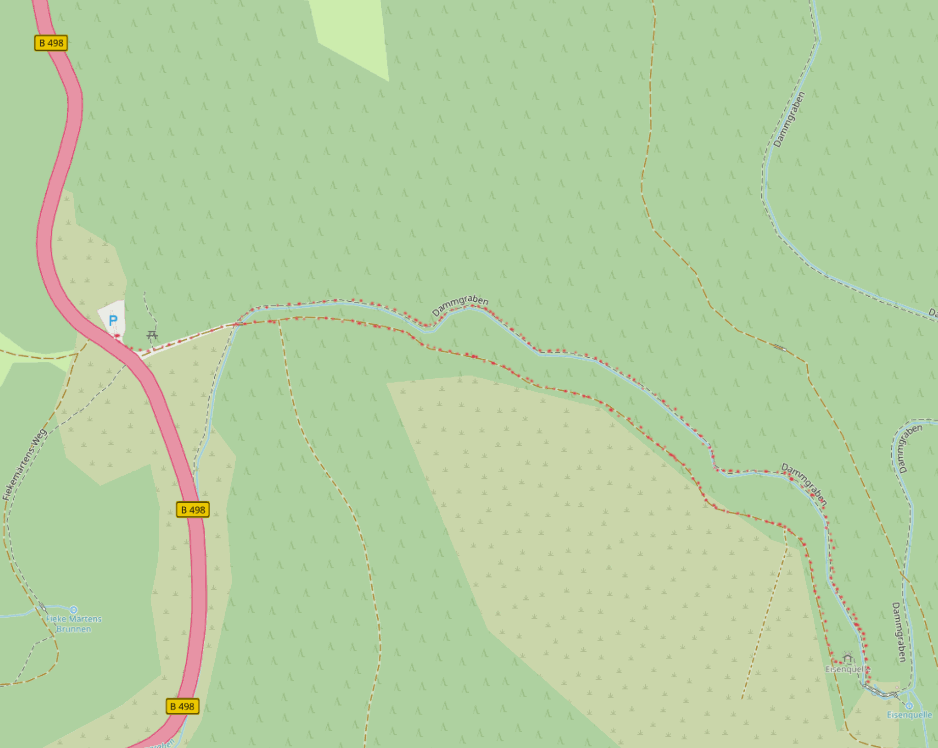Karte: Wanderung zur Eisenquelle, Altenau